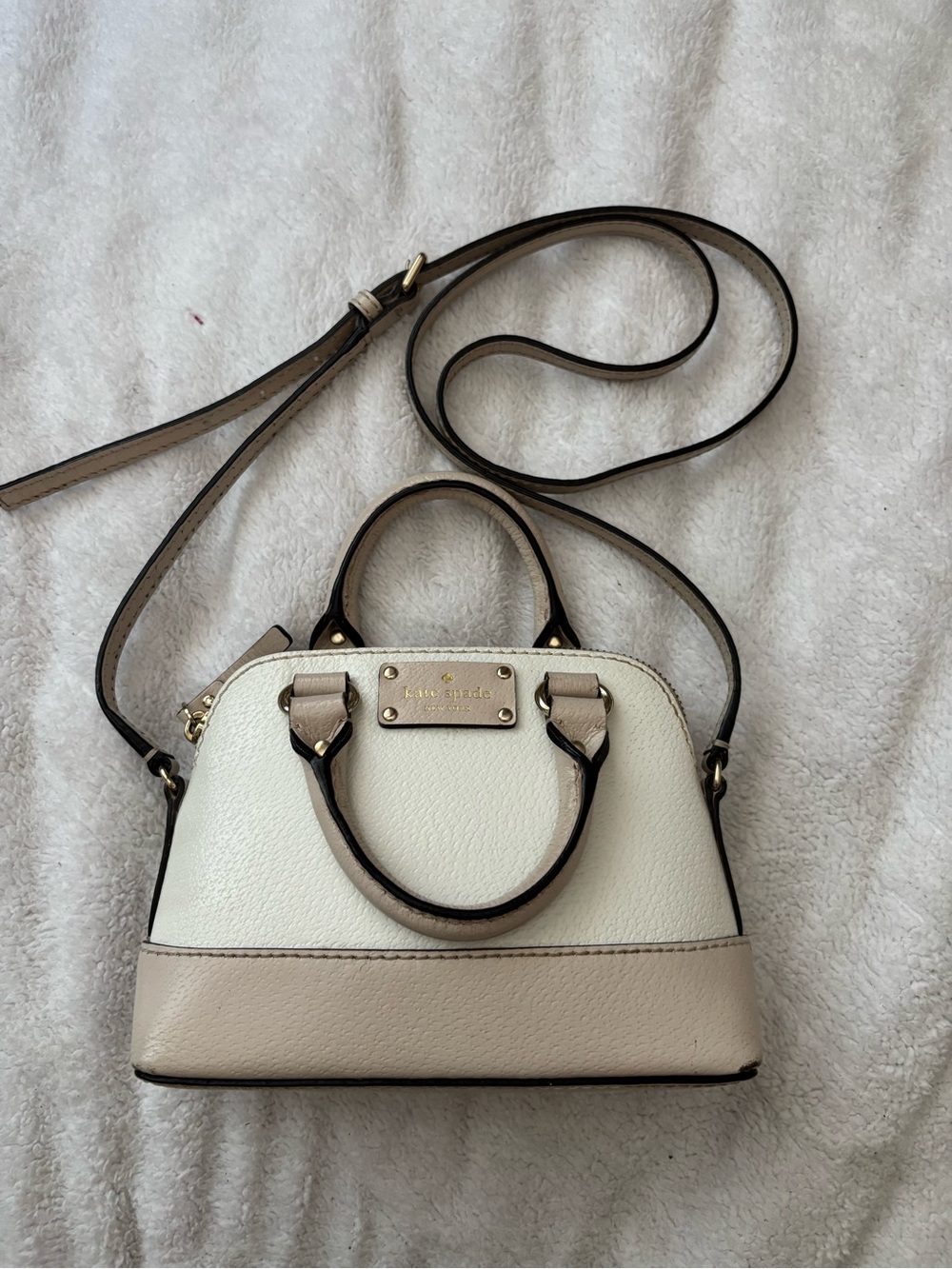 kate spade Cream and Taupe Crossbody Dome Satchel